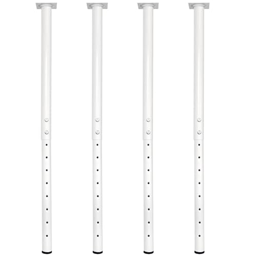 QLLY Tischbeine Metall Weiß 4 Stück Schreibtischbeine Höhenverstellbar 60-100cm Möbelfuß Hochbelastbares Metall Tischbeine Geeignet Tischfuß für Heimbüro Schreibtisch Arbeitsplatten (4, Weiß) von QLLY
