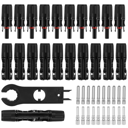 10 Paar Solar Stecker Set, Solarstecker, PV Stecker Kompatibel mit 10mm² Solarkabel, Männlich/Weiblich Solarpanel Kabelstecker IP68 Solarpanel Solarstecker, Solar Panel Kabel Anschlüsse Stecker von QLOUNI