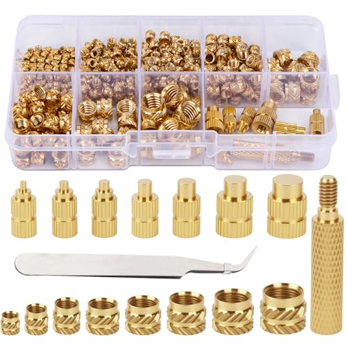 389 Stück Gewindeeinsätze Lötspitzen Set M2/M2.5/M3/M4/M5/M6/M8 mit Messing Einpressmuttern für 3D Druck Zubehör und DIY Projekte von QLOUNI