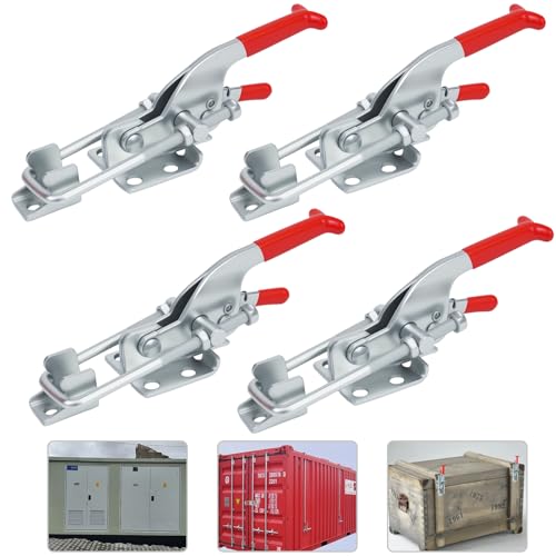 4 Stück Kniehebelspanner,350 Kg/771 lbs Selbsthemmend Schnellspanner Knebelklemme,Spannverschluss Groß Verstellbar Quick Fixture Schnalle Kniehebelspanner für Schrank Tür Kisten Koffer (771LB) von QLOUNI