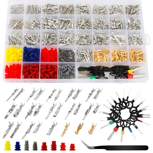 969 Stück Kfz Steckverbinder Pins Kit Gecrimpter Anschlussstift 1,0/1,5/1,8/2,2/2,5/2,8/3,5mm Kabelverbinder Männliche und Weibliche Drahtdichtungen Entfernen Werkzeugsatz für Motorräder,Auto,Boote 969 Stück Kfz Steckverbinder Pins Kit Gecrimpter Anschlussstift 1,0/1,5/1,8/2,2/2,5/2,8/3,5mm Kabelverbinder Männliche und Weibliche Drahtdichtungen Entfernen Werkzeugsatz für Motorräder,Auto,Boote von QLOUNI
