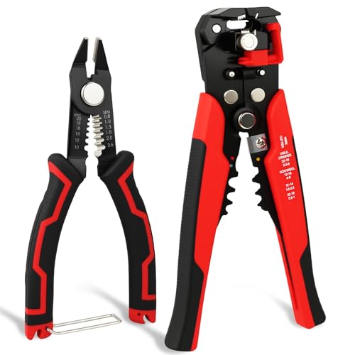 2 Stück 3-in-1 Abisolierzange Seitenschneider,Automatische Abisolierzange 10-24 AWG und Seitenschneider 20-10 AWG,Schneidzange Crimpzange Abisolierwerkzeug für Kleinstarbeiten und Platinen 2 Stück 3-in-1 Abisolierzange Seitenschneider,Automatische Abisolierzange 10-24 AWG und Seitenschneider 20-10 AWG,Schneidzange Crimpzange Abisolierwerkzeug für Kleinstarbeiten und Platinen von QLOUNI