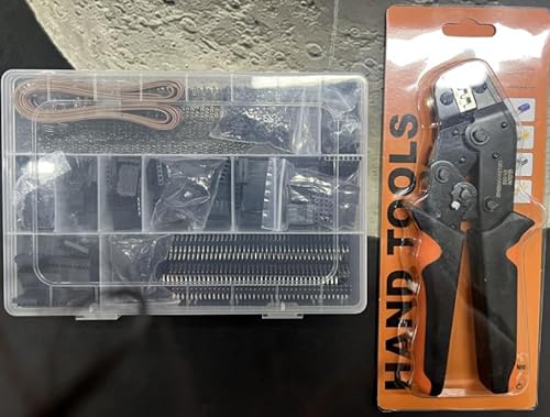 Einreihig und Zweireihig Crimpzange Stecker Set für Dupont, 2320 PCS (0.25-1.5mm²) Steckverbinder mit SN-28B Ratschen Crimpzange Bunt Flachband Kompatibel mit Dupont Stecker Kit für Kableverbindung von QLOUNI