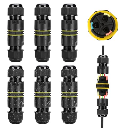 Kabelverbinder Wasserdicht IP68, 6 Stück Verteilerdose Klemmdose Kabelverbinder Wasserdicht 3-polig Erdkabel Verbindungsmuffe für Ø5-8 mm Kabeldurchmesser von QLOUNI