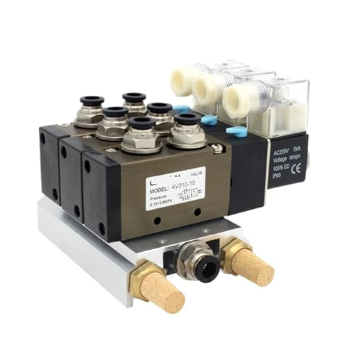 4V310-10 2 Positions 5 Way Quadruple Solenoid Valve Aluminum Base Fitting Mufflers Stations DC24V 12V AC220V AC110V(2 Stations) von QLRCCKVVT