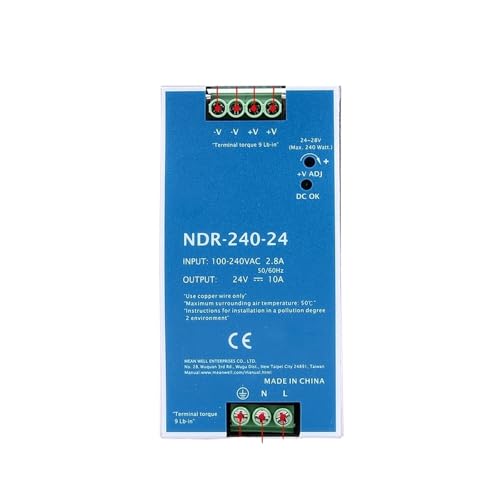 Cloweit NDR 240W 24V 48V Industrial DIN Rail Type Single Group Output Transformer 240VAC Switching Power Supply(NDR-240W-12V) von QLRCCKVVT