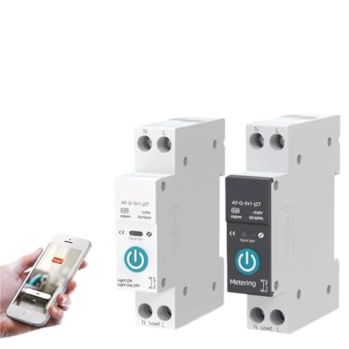 Mit intelligenter Leistungsschaltermessung 1P 63A DIN-Schiene for den drahtlosen Smart Home-Fernbedienungsschalter von Smart Life API(ZigBee 63A,ZigBee Gateway) von QLRCCKVVT