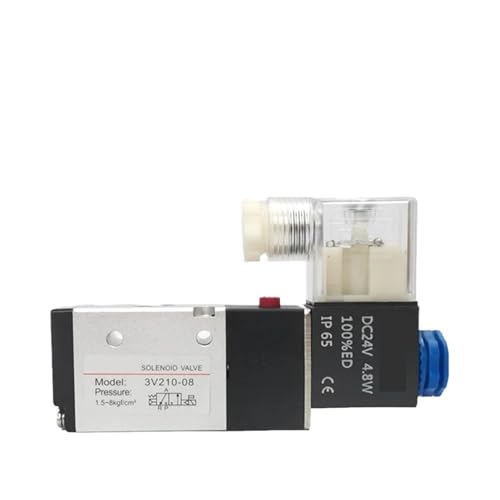 QLRCCKVVT 3V210-08 Pneumatic Solenoid Valve 3 Way 2 Position Air Directional Control Valve Pneumatic ValveDC12V DC24V AC110V AC220V(10mm Fittings-NC,DC24V) von QLRCCKVVT