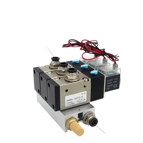 QLRCCKVVT 3V310-10-NC Normally Closed Solenoid Valve Stations Block with Muffler Fitting Base Manifold DC12v DC24v AC110v AC220v(6 Stations) von QLRCCKVVT
