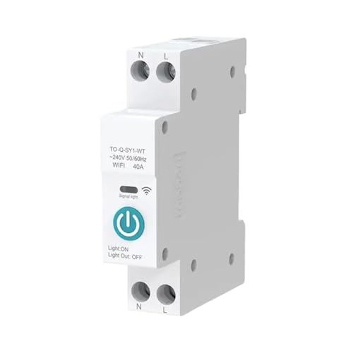 WIFI Din-Schienenschalter Tuya Smart Switch 1P 63A Smart Circuit Breaker mit Messung for Smart Home APP Fernbedienungsschalter(WiFi Metering,1P 63A) von QLRCCKVVT