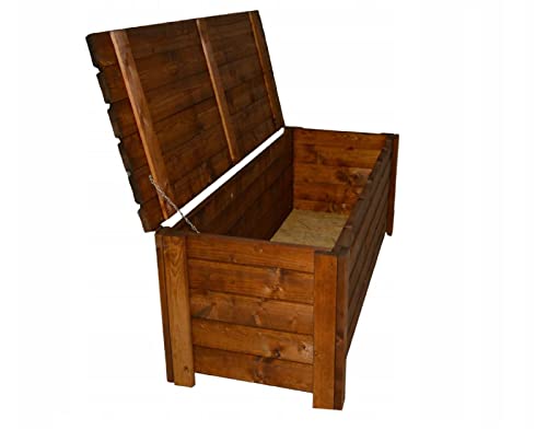 QLS Handels Gartenkiste Holzkiste Aufbewahrungsbox Woodenbox Garten Balkon 120 x 48 x 46 cm perfekt für den Garten und Wohnung (Braun #E06957) von QLS Handels