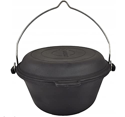 Ungarischer Kessel Gusseisen Dutch Oven Dreibein Deckel Feuertopf mit Pfanne Dreifuss 9 L Ungarischer Kessel Gusseisen Dutch Oven Dreibein Deckel Feuertopf mit Pfanne Dreifuss 9 L von QLS Handels