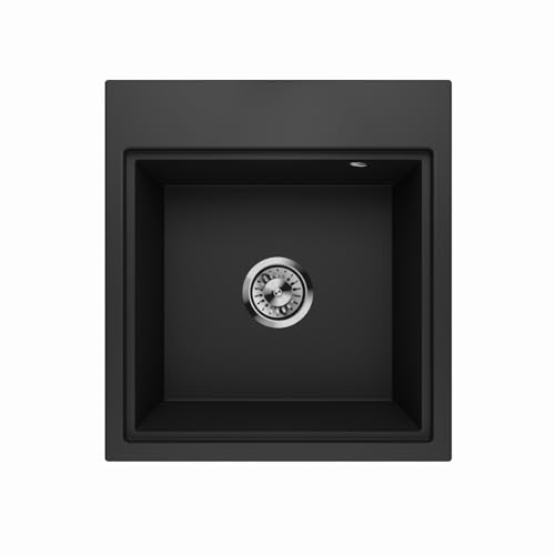 Granitspüle Spülbecken Waschbecken Küchenspüle 1 Becken tiefe Kammer Einbauspüle Siphon Lavello Comfort 0.0M Schwarz von QLS