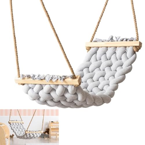 Hängematte Hängeschaukel 125x61 cm Deckenschaukel Hammock für Kinder Kinderzimmer (Grau) von QLS