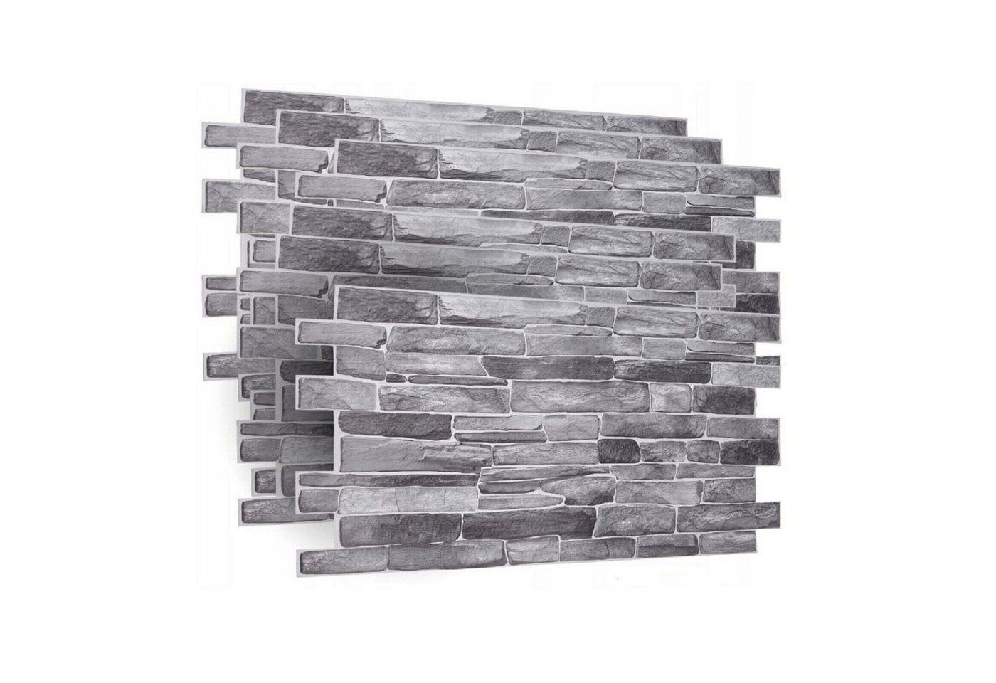 QLS 3D-Tapete Stein, Steinoptik, Wandpaneele 96x48 cm Grau Wasserdicht 96x48 cm von QLS