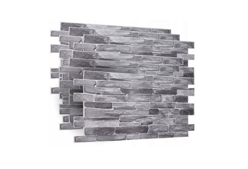 QLS 3D-Tapete Stein, Steinoptik, Wandpaneele 96x48 cm Grau Wasserdicht 96x48 cm von QLS