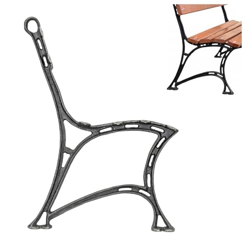 QLS Bankfuß aus Gusseisen 1 Stück – Schwarz – 74 cm x 45 cm – mit Rückenlehne – für 6 Holzlatten – Gartenbank – Rostgeschützt von QLS