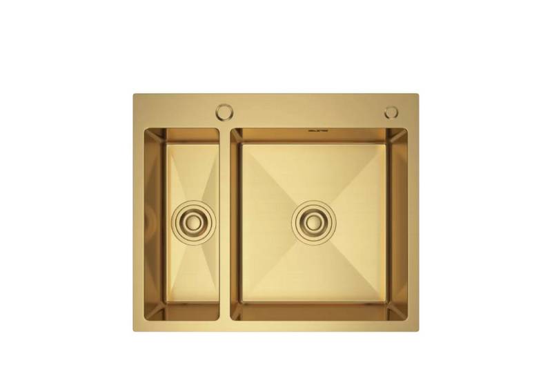 QLS Edelstahlspüle AIDA 51 x 41 cm mit Siphon verschiedene Farben, mit Siphon und Seifenspender 610 x 510 x 210 mm Küchenspüle von QLS
