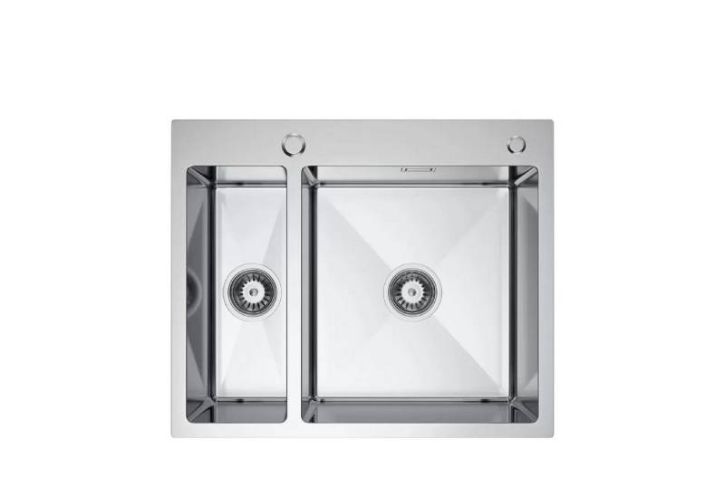 QLS Edelstahlspüle AIDA 51 x 41 cm mit Siphon verschiedene Farben, mit Siphon und Seifenspender 610 x 510 x 210 mm Küchenspüle von QLS