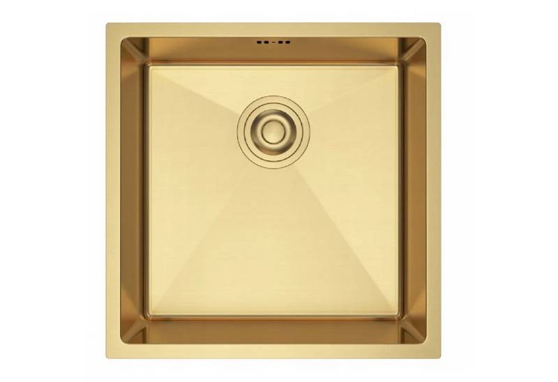 QLS Edelstahlspüle RITA 44 x 44 cm mit Siphon verschiedene Farben, Einbau in die Arbeitsplatte 440 × 440 × 210 mm Küchenspüle von QLS