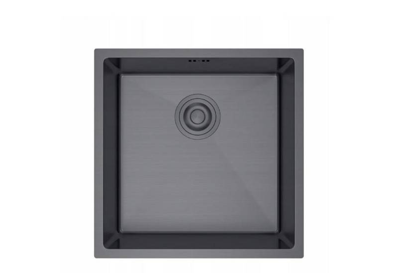 QLS Edelstahlspüle RITA 44 x 44 cm mit Siphon verschiedene Farben, Einbau in die Arbeitsplatte 440 × 440 × 210 mm Küchenspüle von QLS