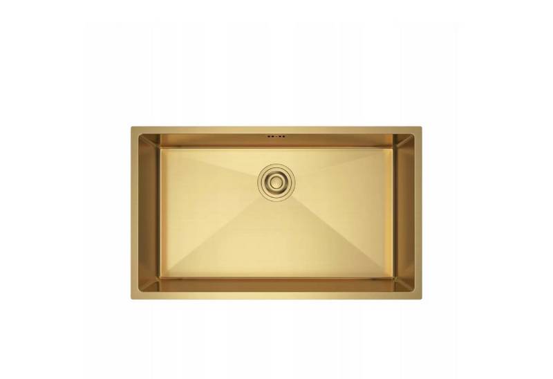 QLS Edelstahlspüle SANTA 74 x 44 cm mit Siphon verschiedene Farben, Einbau in die Arbeitsplatte 740 × 440 × 210 mm Küchenspüle von QLS