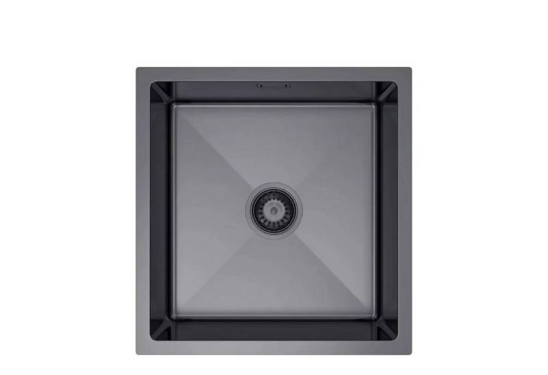 QLS Edelstahlspüle VIVI 47 x 45 cm mit Siphon verschiedene Farben, mit Siphon und Abfallkörbchen 470 x 450 x 210 mm Küchenspüle von QLS
