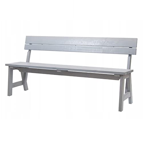 QLS Gartenbank Kiefernholz Grau Sitzbank Parkbank mit Lehne Bank Gartenmöbel Robust 170 x 82 x 53 cm von QLS