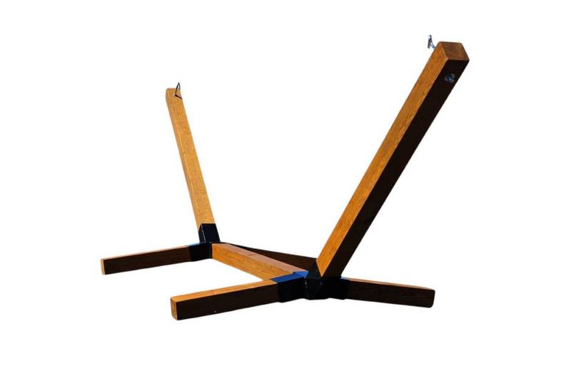 QLS Hängemattengestell aus Holz XXL, 350 cm wetterfest bis zu 350 kg Outdoor Goldene Eiche von QLS