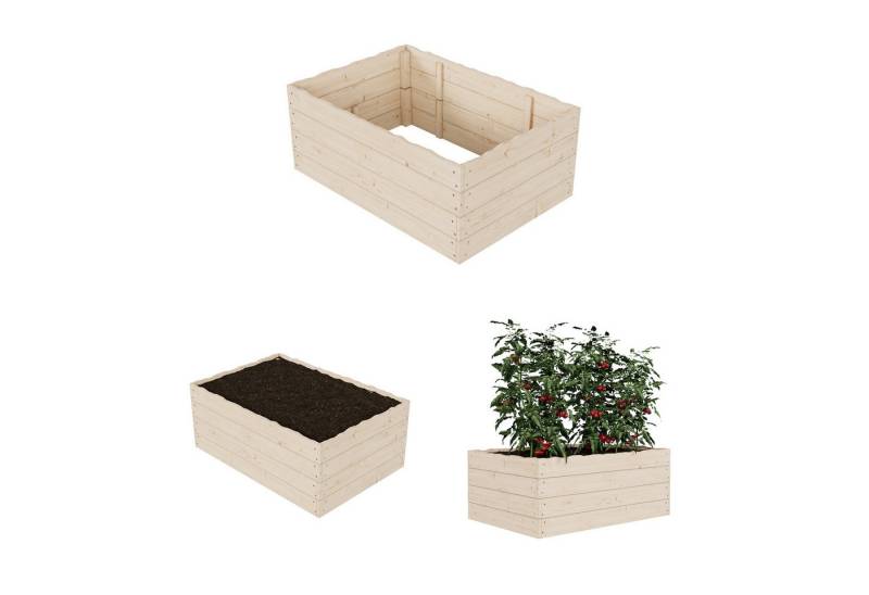 QLS Hochbeet aus Kiefernholz Verschiedene Höhe Varianten, zum Bepflanzen von Gemüse Kräutern Garten 120x80 cm von QLS