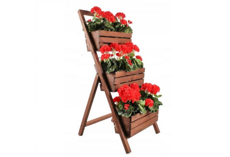 QLS Hochbeet mit 3 Etagen aus Holz 71x46x105 cm, Stabile Blumentreppe für draußen Outdoor von QLS