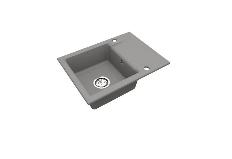 QLS Küchenspüle LUNA 59x44 cm, aus Granit mit Abtropffläche reversibel inkl. Siphon von QLS