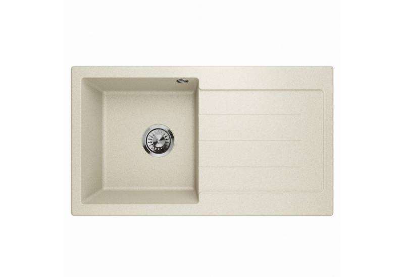 QLS Küchenspüle Master 1.0 Rechts, Granit-Spülbecken, Einbauspüle Einzelbecken mit Abtropffläche 77x44cm mit Siphon QLS Küchenspüle Master 1.0 Rechts, Granit-Spülbecken, Einbauspüle Einzelbecken mit Abtropffläche 77x44cm mit Siphon von QLS