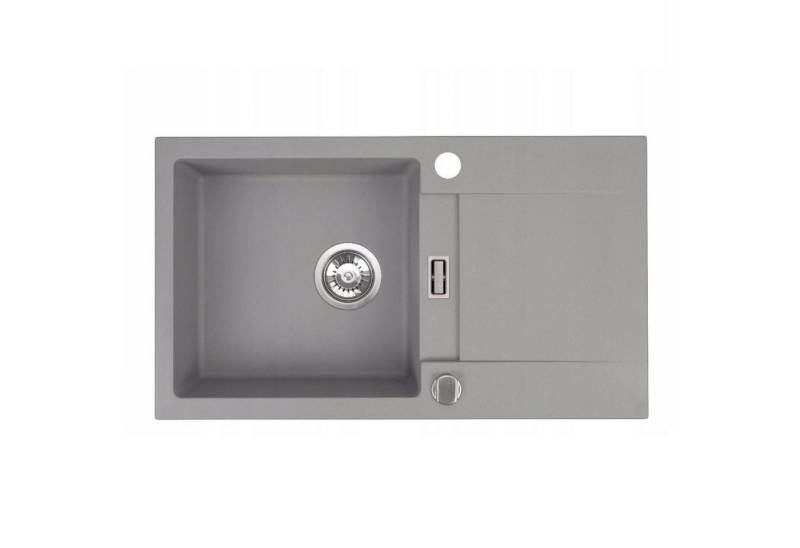 QLS Küchenspüle RUNNER 76 x 44 cm verschiedene Farben, Granit-Spülbecken, mit automatischem Siphon 1-Becken glatt edle Optik von QLS