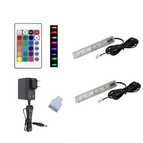 QLS LED RGB Glasbodenbeleuchtung Set Lichtleiste 12V Fernbedienung 16 Farben Dimmbar (Menge, 2, stück) von QLS