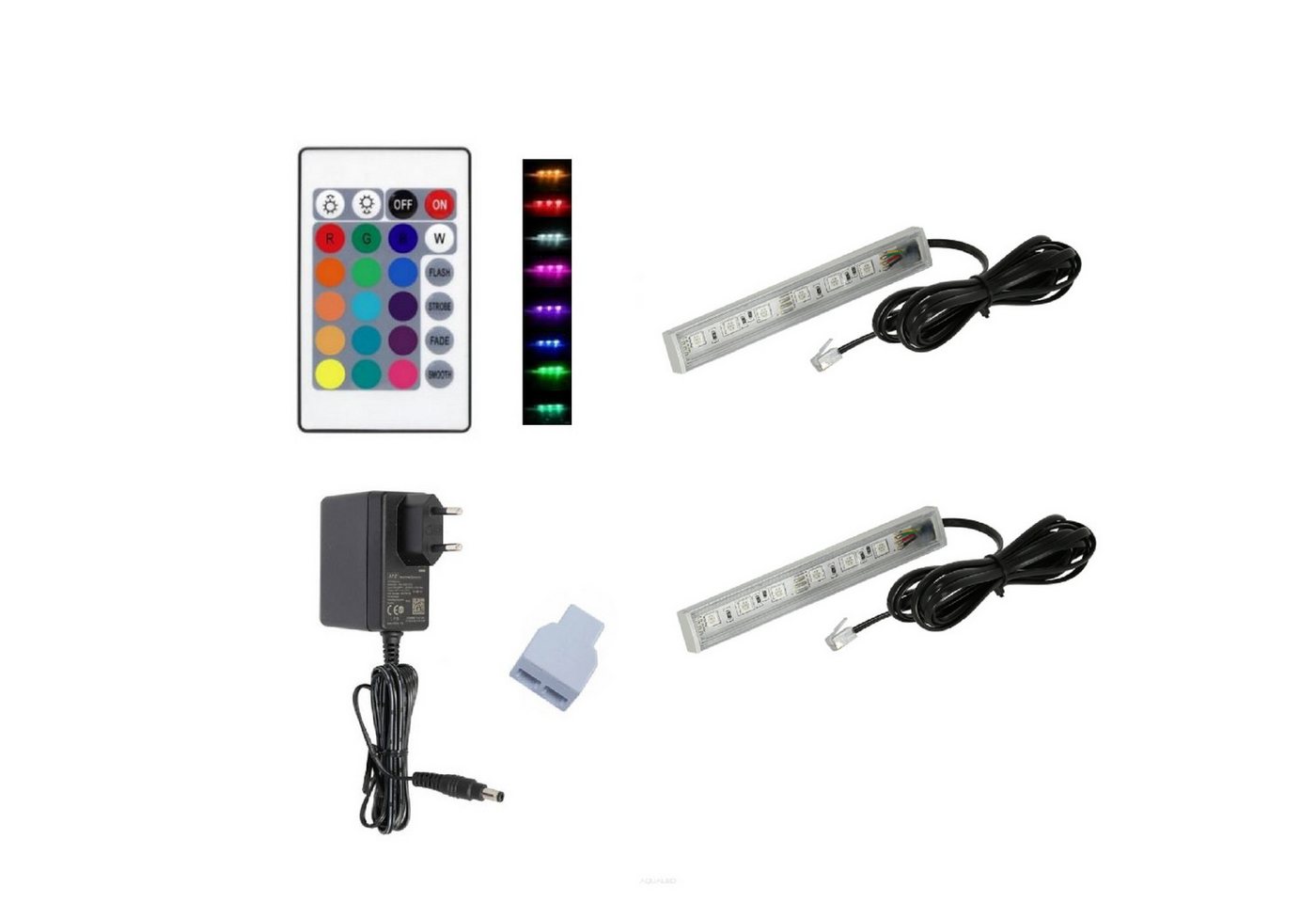 QLS LED Unterbauleuchte RGB 12V 2-8 Stück Schwarz, LED fest integriert, Glasbodenbeleuchtung Lichtleiste Fernbedienung 16 Farben Dimmbar QLS LED Unterbauleuchte RGB 12V 2-8 Stück Schwarz, LED fest integriert, Glasbodenbeleuchtung Lichtleiste Fernbedienung 16 Farben Dimmbar von QLS