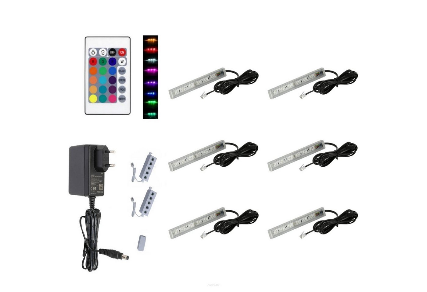 QLS LED Unterbauleuchte RGB 12V 2-8 Stück Schwarz, LED fest integriert, Glasbodenbeleuchtung Lichtleiste Fernbedienung 16 Farben Dimmbar QLS LED Unterbauleuchte RGB 12V 2-8 Stück Schwarz, LED fest integriert, Glasbodenbeleuchtung Lichtleiste Fernbedienung 16 Farben Dimmbar von QLS