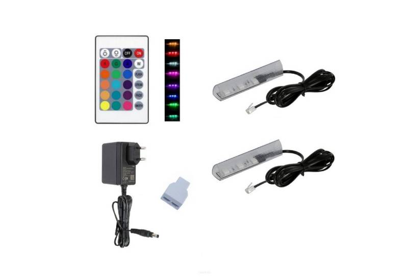 QLS LED Unterbauleuchte Schwarz 12V mit Fernbedienung 16 Farben Dimmbar, LED fest integriert, Set Glaskantenbeleuchtung SMD 5050 RGB von QLS