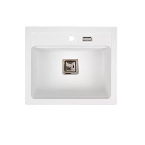 QLS YORK – Granitspüle 59x50 cm, 1-Becken, Einbauspüle, Weiß, inkl. Siphon, Schablone – kratz- & hitzebeständig – für 60 cm Unterschränke – transportsicher verpackt QLS YORK – Granitspüle 59x50 cm, 1-Becken, Einbauspüle, Weiß, inkl. Siphon, Schablone – kratz- & hitzebeständig – für 60 cm Unterschränke – transportsicher verpackt von QLS