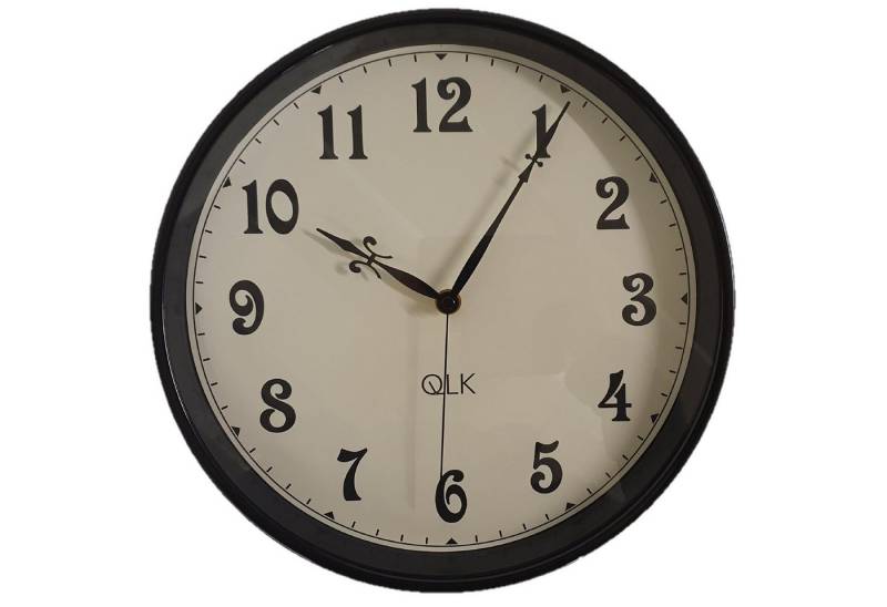 QLT Wanduhr Wanduhr Vintage Uhr Lilia Metallgehäuse 30cm schwarz geräuscharm creme (analog 30 cm) von QLT