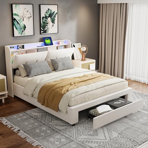 QLTXYHML Bett 140 x 200 cm mit Lattenrost und Stauraum, hydraulisches Bett mit LED-Beleuchtung und USB-Anschlüssen, Doppelbett, aus Velours, Beige, mit Kopfteil, praktisch für Aufbewahrung (140 x 200 QLTXYHML Bett 140 x 200 cm mit Lattenrost und Stauraum, hydraulisches Bett mit LED-Beleuchtung und USB-Anschlüssen, Doppelbett, aus Velours, Beige, mit Kopfteil, praktisch für Aufbewahrung (140 x 200 von QLTXYHML