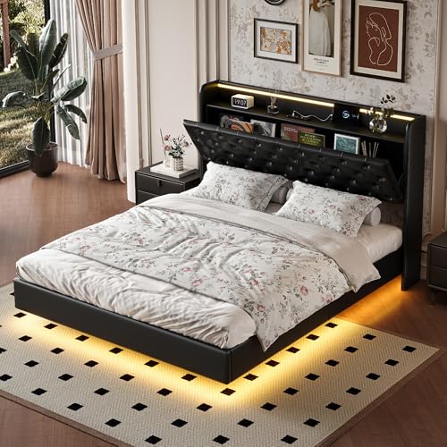 QLTXYHML Doppelbett, 140 x 200 cm mit gepolstertem Kopfteil, LED-Beleuchtung, USB-Anschlüssen und praktischer Aufbewahrung, modernes Design aus Leinen, beige, für Erwachsene und Jugendzimmer (140 x QLTXYHML Doppelbett, 140 x 200 cm mit gepolstertem Kopfteil, LED-Beleuchtung, USB-Anschlüssen und praktischer Aufbewahrung, modernes Design aus Leinen, beige, für Erwachsene und Jugendzimmer (140 x von QLTXYHML