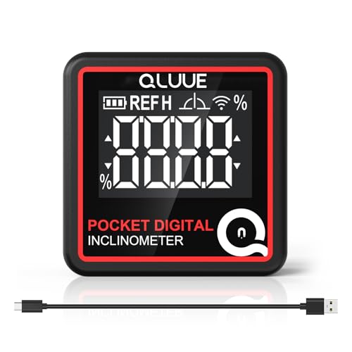 QLUUE Digitale LCD Winkelmesser von verfügt über eine integrierte magnetische Adsorption an der Unterseite, der Wasserwaage, dem Winkelmesser und dem Neigungsmesser. (Typ-C-Aufladung) von QLUUE