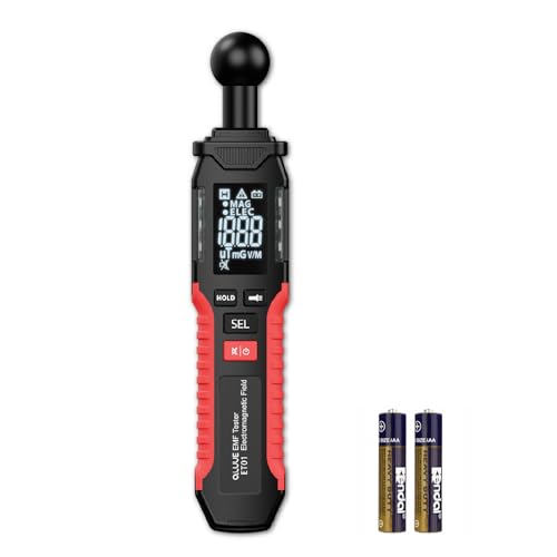 QLUUE EMF Messgerät, tragbares digitales EMF Messgerät mit LCD-Display, Piepton und Warnlicht, geeignet für Inspektionen in Wohnungen, Büros, im Freien und Computerräumen usw. von QLUUE