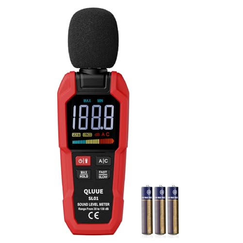 QLUUE Schallpegelmessgerät, digitaler tragbarer Dezibelmesser, 30 dB bis 130 dB, A/C-gewichtetes LCD-Display, kann zu Hause, in der Fabrik und auf der Straße verwendet werden von QLUUE