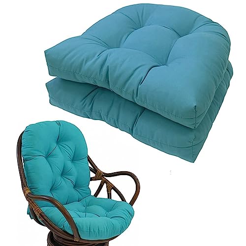 QLXYYFC 2 Stück Outdoor-Sitzkissen, Gartenkissen Mit Abgerundeten Ecken, Gartenstuhl-Pads, Gesteppte Terrassen-Sitzkissen for Gartenmöbel (Color : Blue, Size : 48x48) von QLXYYFC