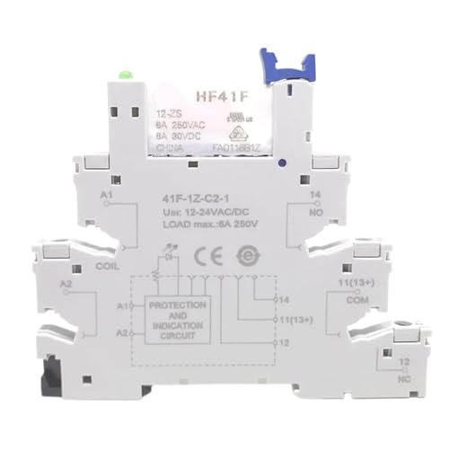 10 Stücke 41F-1Z-C2-1 HF41F 5-ZS 12-ZS 24-ZS 5 V 12 V 24 V 230 V 6A 1CO Slim/SSR Relaismontage auf Schraubsockel mit LED-Wafer-Relais(10Pcs HF41F-12V-ZS) von QLYMDDSA