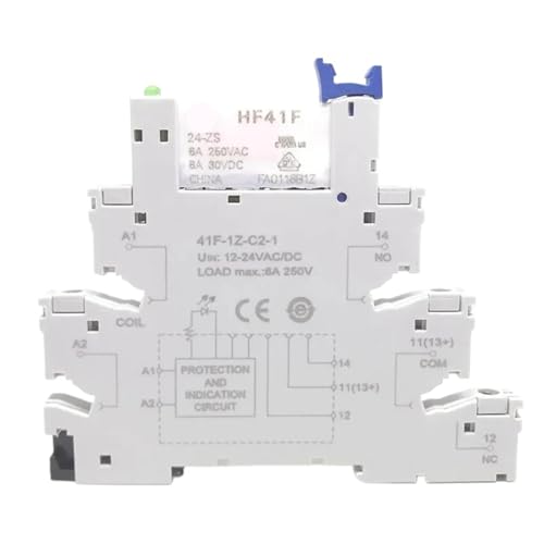 10 Stücke 41F-1Z-C2-1 HF41F 5-ZS 12-ZS 24-ZS 5 V 12 V 24 V 230 V 6A 1CO Slim/SSR Relaismontage auf Schraubsockel mit LED-Wafer-Relais(10Pcs HF41F-24V-ZS) von QLYMDDSA