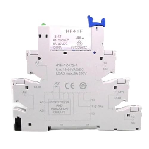 10 Stücke 41F-1Z-C2-1 HF41F 5-ZS 12-ZS 24-ZS 5 V 12 V 24 V 230 V 6A 1CO Slim/SSR Relaismontage auf Schraubsockel mit LED-Wafer-Relais(10Pcs HF41F-5V-ZS) von QLYMDDSA