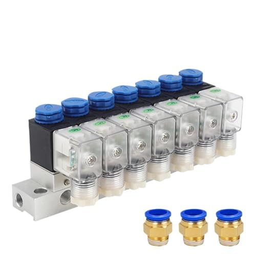 QLYMDDSA 1 stücke Pneumatische Magnetventil 3V1-06-NC 3/2 Weg Integrierte Steuerung EIN Eingang Mehrere Ausgänge Mit Sammelschiene DC12V/24V AC110V/220V(AC220V 12mm Fittings,10F) von QLYMDDSA